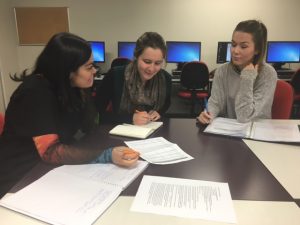 (From left: Dara, Beth and Hellena working on their projects.)